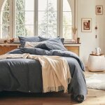 Parure unie en flanelle de coton gris anthracite 200x200