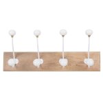 Patre 4 crochets en bois de manguier, mtal et cramique blanche