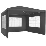Pavillon imperm�able 3x3m avec 3 parois lat�rales amovibles gris