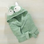 Peignoir de bain en coton vert amande 2 ans