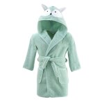 Peignoir de bain en coton vert amande 4 ans