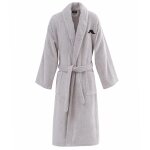 Peignoir brod col chle 420 g / m gris cendr s