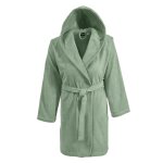 Peignoir court  capuche velours sauge xs