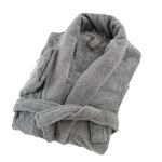 Peignoir éponge col chale en coton gris souris m Peignoir éponge col chale en coton gris souris m