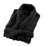 Peignoir éponge col chale en coton noir s Peignoir éponge col chale en coton noir s