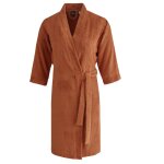 Peignoir lger mi - long en coton peign brique m