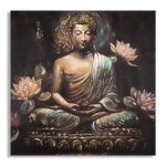 Peinture sur toile multicolore bouddha 100x3x100 cm