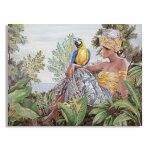Peinture sur toile multicolore femme avec des applications 120x3x90 cm Peinture sur toile multicolore femme avec des applications 120x3x90 cm