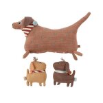 Peluche avec chiots en coton et en polyester h36x35x16cm / h17x14x6cm