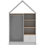 Penderie cabane enfant 1 tiroir en bois blanc 110 cm