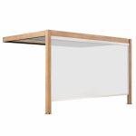 Pergola bioclimatique adosse 3x4m avec 1 store bois blanc