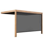 Pergola bioclimatique adosse 3x4m et 1 store bois gris