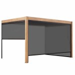 Pergola bioclimatique adossée 3x4m et 2 stores en bois gris Pergola bioclimatique adossée 3x4m et 2 stores en bois gris