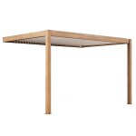 Pergola bioclimatique adosse 3x4m en aluminium bois blanc
