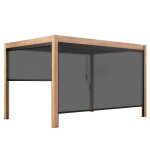 Pergola bioclimatique autoportée 3x4 m et 2 stores bois gris Pergola bioclimatique autoportée 3x4 m et 2 stores bois gris