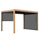 Pergola bioclimatique autoporte 3x4m et 3 stores bois gris