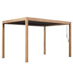 Pergola bioclimatique autoporte 3x4m en aluminium bois gris