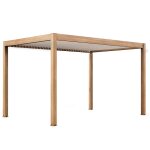 Pergola bioclimatique autoporte et motorise claire 3x4m bois blanc