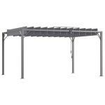 Pergola lames orientables 3, 9 x 2, 95 m aluminium acier polyester gris