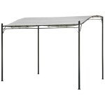 Pergola murale 3  2, 5m en acier anthracite avec toile beige
