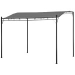 Pergola murale 3  2, 5m en acier anthracite avec toile grise