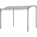 Pergola murale 3  2, 5m en acier anthracite avec toile taupe