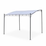 Pergola murale en acier et toile en polyester 3x2, 5 m gris