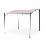 Pergola murale en acier et toile en polyester 3x2, 5 m taupe