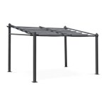 Pergola murale en aluminium et toile coulissante 3x4m gris