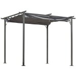 Pergola rtractable 3l x 3l x 2, 30h m mtal poxy noir toile grise
