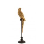 Perroquet sur socle en rsine dor 17. 5x17. 5x78 cm