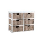 Petit meuble tiroirs en bois et papier cord 6 tiroirs