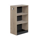 Petite bibliothque mobile effet bois chne blond noir avec roulettes