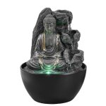 Petite fontaine bouddha zen en rsine beige avec clairage led h18cm