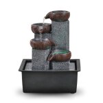 Petite fontaine d'int�rieur nature en r�sine grise et noire - h21cm