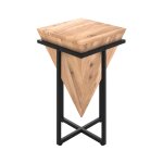 Petite sellette en bois d'acacia et mtal