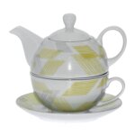 Petite thire goste en porcelaine blanche et anis