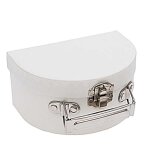 Petite valise en carton semi - circulaire blanche  dcorer 12x9x6cm
