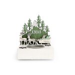 Photophore 1 bougie village de no�l en mdf vert