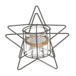 Photophore bougie bougeoir lanterne nol jardin mtal verre gris 20cm