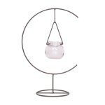 Photophore bougie bougeoir nol mtal verre gris 34cm
