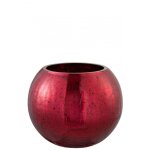 Photophore boule craquel verre rouge brillant d20cm