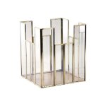 Photophore carr en laiton et verre 19x19cm