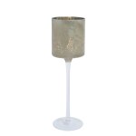 Photophore dcoratif  pied en verre dpoli gris et or ple h30