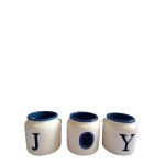 Photophore dcoratif en porcelaine beige et bleu fonc h7
