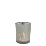 Photophore dcoratif en verre dpoli gris h12