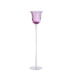 Photophore d�coratif en verre souffl� mauve h35