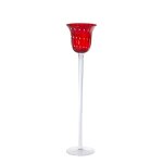 Photophore dcoratif en verre souffl rouge h35
