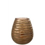 Photophore lignes rond verre marron h23cm