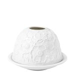 Photophore lithophanie clat floral en biscuit de porcelaine